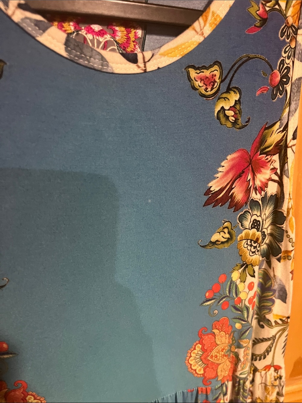 Johnny Was Teal and Blue Floral Panel Midi Dress - Picture 4 of 6